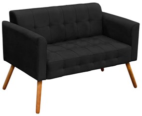 Poltrona Namoradeira Decorativa Pés Palito Karen Suede Preto G19 - Gran Belo