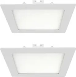Kit 2 Plafons LED Embutir Quadrado 12W 780LM Branco 17CM