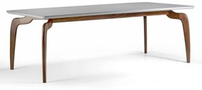 Mesa de Jantar Yvie Design Retangular Tampo Laca com Vidro Base Madeira Maciça