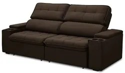 Sofá Retrátil Reclinável 3 Lugares 250cm Ginevra F05 Veludo Marrom - M