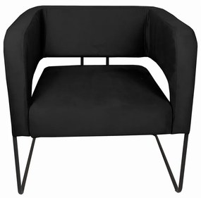 Poltrona Decorativa Lucy Base Aço Grafite Veludo Preto G15 - Gran Belo