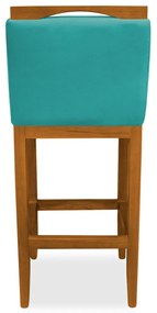 Banqueta Decorativa Elis Veludo Azul Tiffany