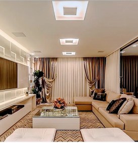 Luminária De Embutir Home Quadrado Halopin 6Xg9 65X65Cm Metal | Usina... (BT - Branco Texturizado + BR-F - Branco Fosco)