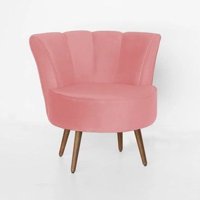 Poltrona Pérola Decorativa Pés Palito Veludo Rose