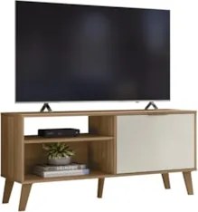 Rack Bancada Para TV 50 Pol 120cm Roby Nature/Off Z49      - Mpozenato