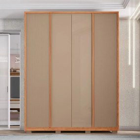 Guarda Roupa Solteiro Glory 4 Portas de Bater 3 Gavetas MDF Freijo/Sued G11 - Gran Belo