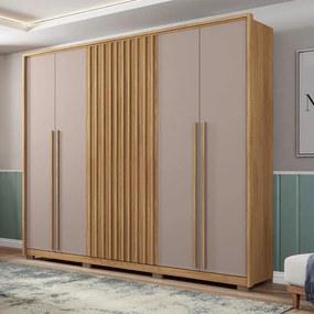 Guarda Roupa Casal Ibiza Ripado 6 Portas de Bater 6 Gavetas 268cm MDP Buriti/Fendi G11 - Gran Belo