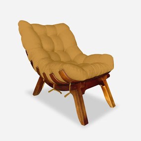 Conjunto 2 Poltrona Decorativa Costela Veludo Mostarda