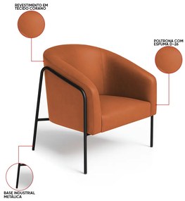Poltrona Sala Industrial Alta Preto Stella Sintético PU D03 - D'Rossi - Nozes