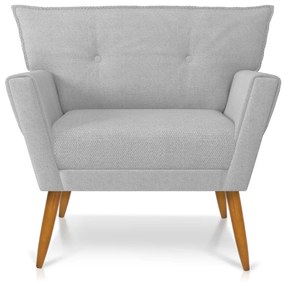 Kit 01 Namoradeira e 01 Poltrona Anitta Linho Pés Palito Castanho D03 - D'Rossi - A05 Cinza