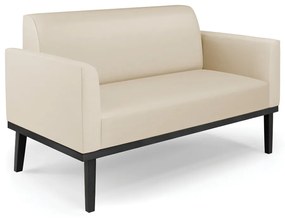 Sofá Namoradeira com 2 Poltronas Base de Madeira Fixa Preto Marisa Corino D03 - D'Rossi - Bege