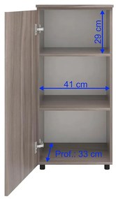 Armário Balcão Multiuso Porta Prateleiras Cinza Carvalho