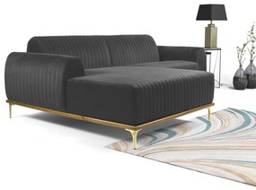 Sofá 3 Lugares Lisboa D07 com Chaise Esquerda 230cm Veludo Cinza - D'Rossi