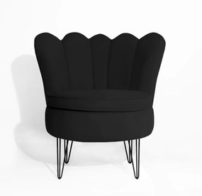 Conjunto 2 Poltrona Dália Pés Hairpin Legs Preto Veludo Preto