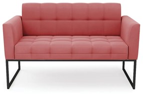Sofá Namoradeira Elisa Suede Base Metálica Industrial Preto - D'Rossi - Rose