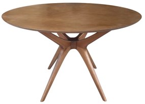 Mesa de Jantar Palito 4.0 Tampo Redondo Acabamento Laminado Madeira Maciça Design Retrô