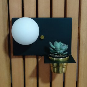 Arandela Nature Horizontal Com Porta Mini Vaso 12X25Cm Globo Ø10Cm 01X... (BRANCO)