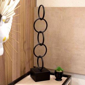 Escultura Decorativa Em Metal Círculos Preto 61x13 Cm - D'Rossi