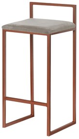 Banqueta Decorativa Selena Base Bronze Veludo Cinza G41 - Gran Belo