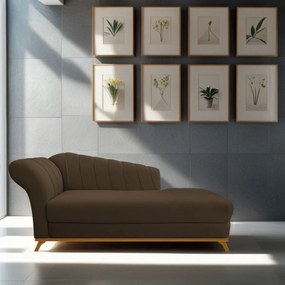 Recamier Vanessa 140cm Lado Direito Suede Marrom - ADJ Decor