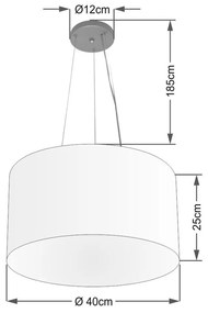 Lustre Pendente Cilíndrico Md-4182 Cúpula em Tecido 40x25cm Palha - Bivolt