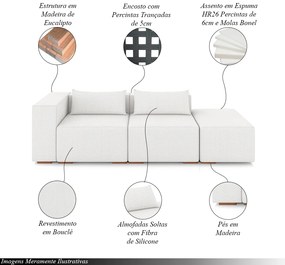 Sofá Versátil Sala de Estar Atlanta 318cm Modulado Bouclê Branco G52 - Gran Belo
