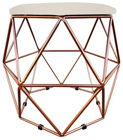 Puff Aramado Hexágono Decorativo Industrial Cobre com Suede D03 - D'Rossi - Bege