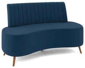 Sofá 2 Lugares Living 160cm Pé Palito Maraú Veludo K01 - D'Rossi - Azul Marinho
