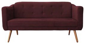 Namoradeira Bruna 1,60 m 3 Lugares Pés Palito Suede Bordô