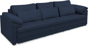 Sofá Retrátil Elétrico Sala de Estar Nolan Bipartido 297cm Conforto Premium em Couro Azul Marinho G58 - Gran Belo