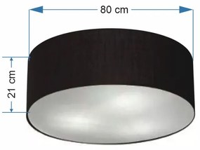Plafon Cilíndrico Md-3055 Cúpula em Tecido 80x21cm Preto - Bivolt