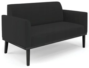 Sofá Namoradeira com 2 Poltronas Base de Madeira Fixa Preto Marisa Veludo D03 - D'Rossi - Preto