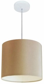 Lustre Pendente Cilíndrico Md-4143 Cúpula em Tecido 35x25cm Palha - Bivolt