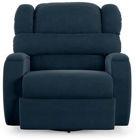Poltrona do Papai Sala de Cinema Reclinável Kylie Glider Manual Giratória USB Veludo Azul G23