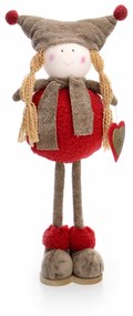 Boneco de Natal Menina em Pé Vermelho e Marrom 40x15 cm - D'Rossi