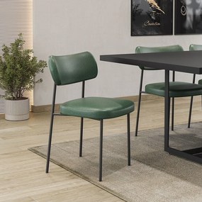 Cadeiras de Jantar Base Ferro Nile kit 8 Sintético PU A08 - D'Rossi - Verde