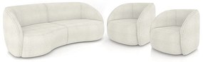 Conjunto Sofá Sala de Estar Bipartido 318cm e 2 Poltronas Clarke Bouclê OffWhite G45 - Gran Belo