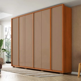 Guarda Roupa Santi Ripado com 6 Portas 4 Gavetas MDF Freijo/Sued G11 - Gran Belo