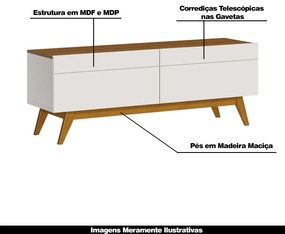 Rack Bancada 2 Gavetas 146cm Amy Off White/Freijó G29 - Gran Belo