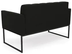 Sofá Namoradeira e 2 Poltronas Base Industrial Preto Ana Suede Preto -