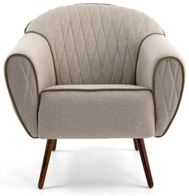 Poltrona Decorativa com Puff Sala de Estar Pés Palito Sacha Tressê Rústico G15 - Gran Belo