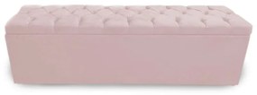 Calçadeira Baú Solteiro 90cm Nicole Capitonê Suede Rosa Bebê - Sheep Estofados - Rosa
