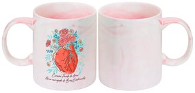 Caneca Marmorizada Rosa Coração Florido Do Amor