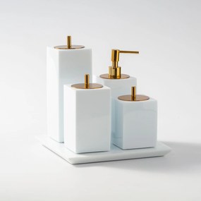 Conjunto Banheiro 4 Pçs Resina - Branco - Gold  Branco - Gold