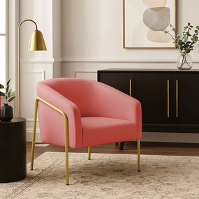 Poltrona Sala Industrial Alta Dourado Stella Suede D03 - D'Rossi - Rose