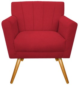 Poltrona Laura Pés Palito Mel Suede Vermelho - ADJ Decor