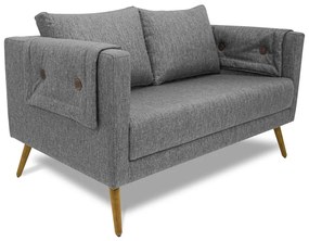 Poltrona Namoradeira Paris D07 2 Lugares Linho Mescla Cinza - D'Rossi