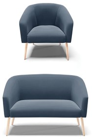 Namoradeira e Poltronas Pé Palito Natural Stella Suede Azul Marinho D03 - D'Rossi