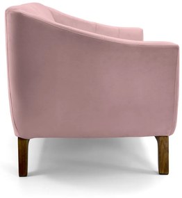 Sofá 2 Lugares Odeon D07 140cm Base Madeira Veludo Rosa - D'Rossi