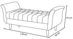 Divã Recamier Barcelona 150cm Linho Bege - Atraente Móveis